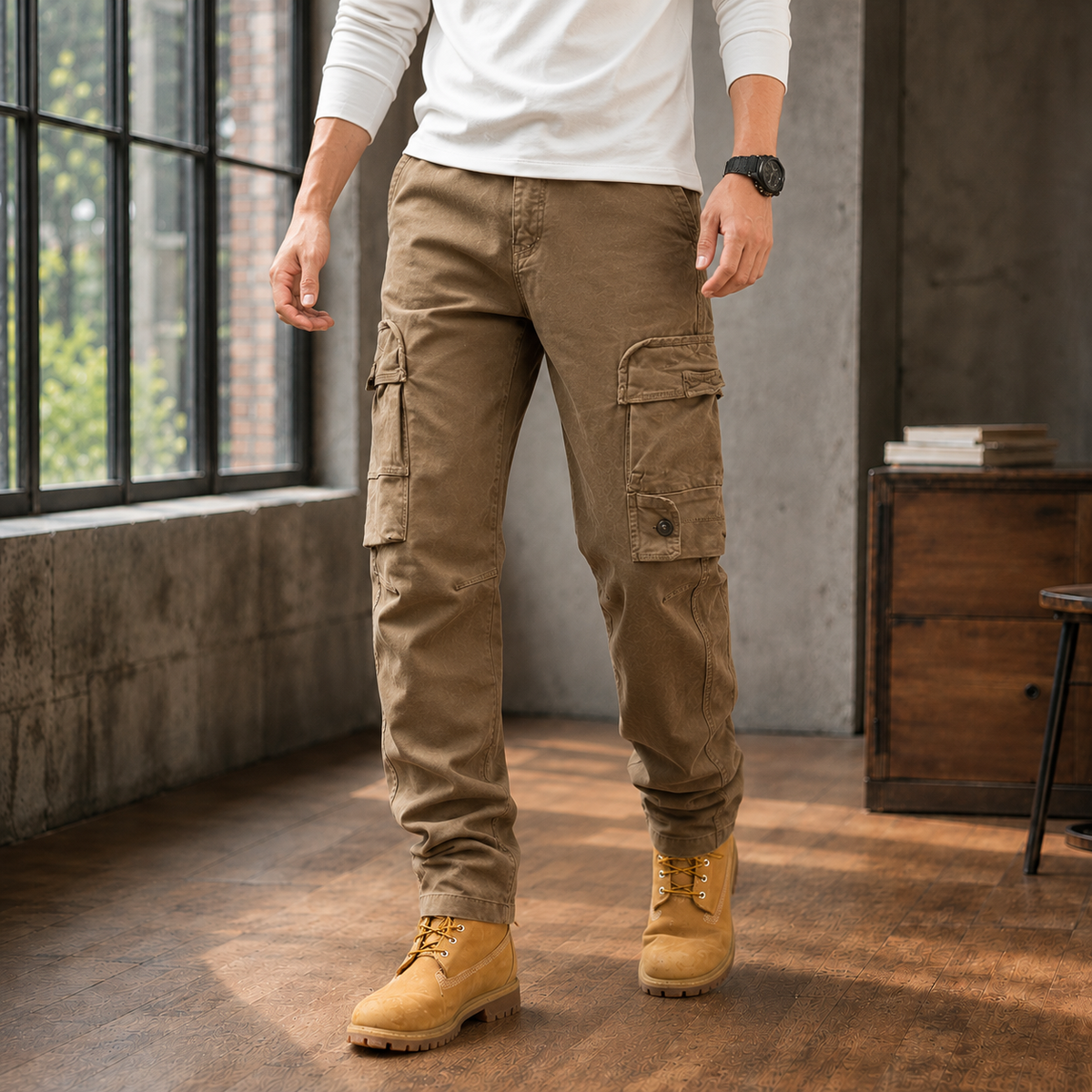 Cedric Relaxed Cargo Pants - Koffie