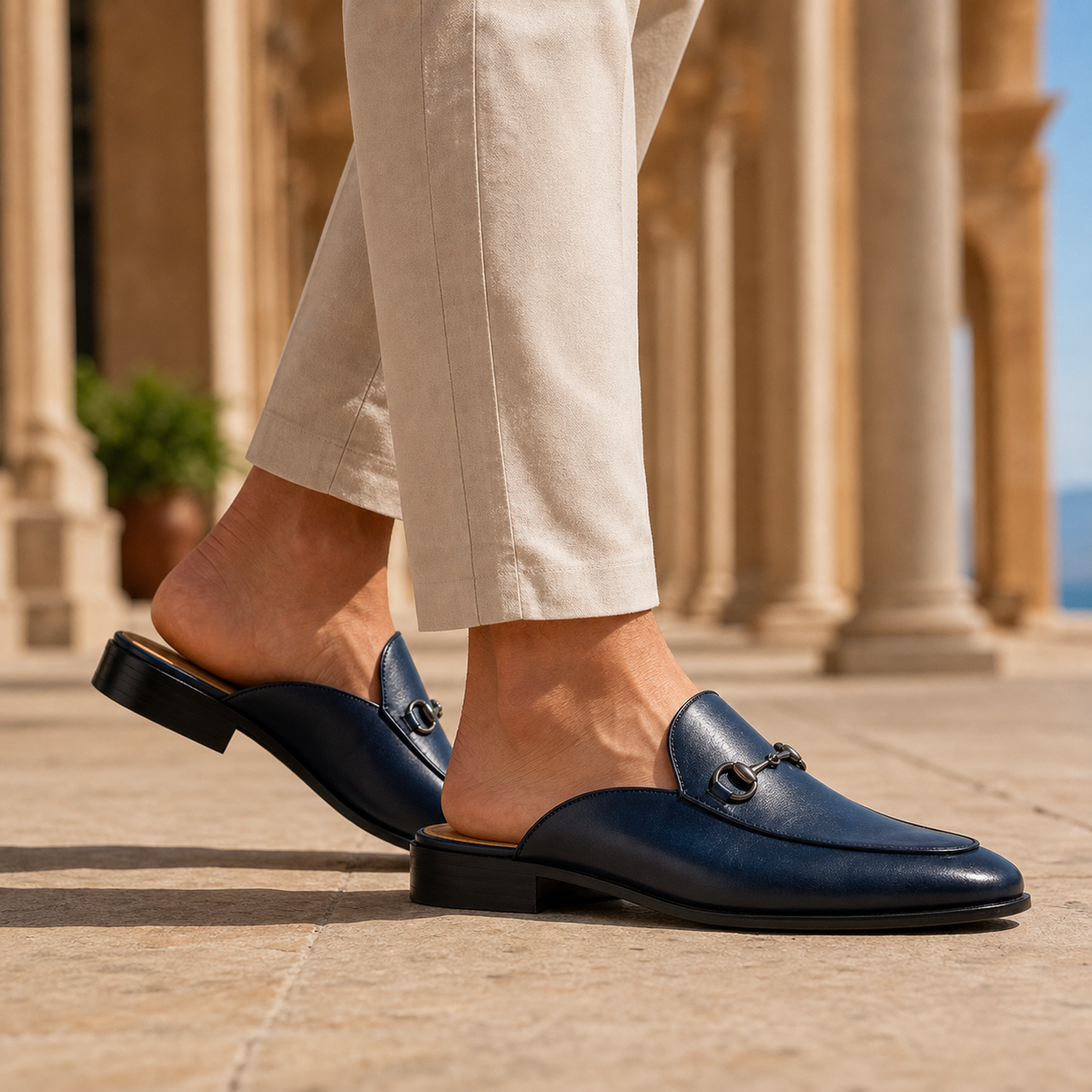 Fiorella Horsebit Mules - Deep Blue