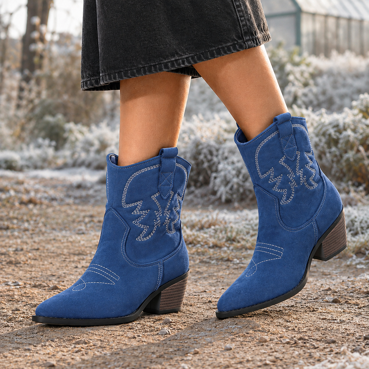 Caselli Suede Western Boots - Blue