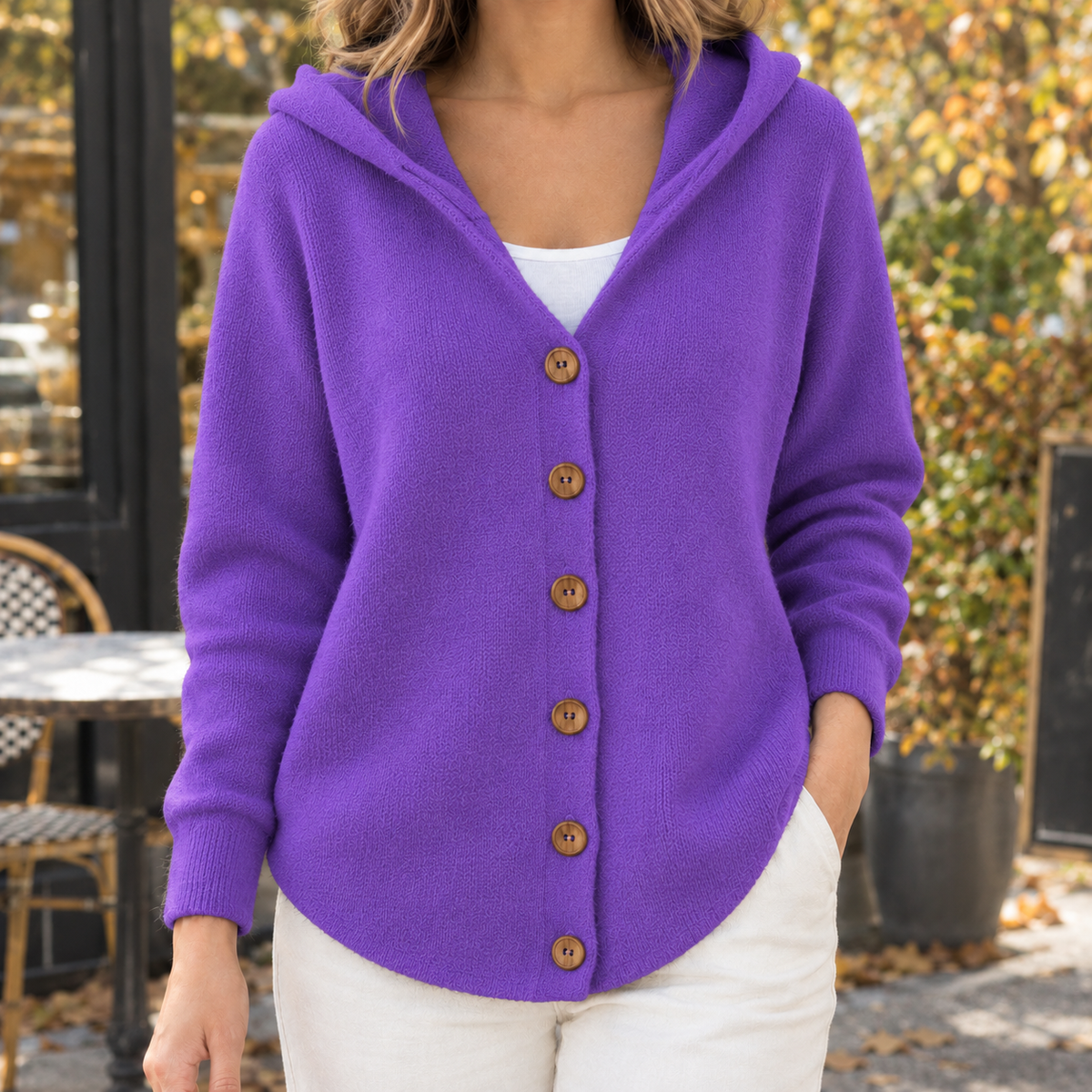 Cora-Rae Hooded Cardigan - Purple
