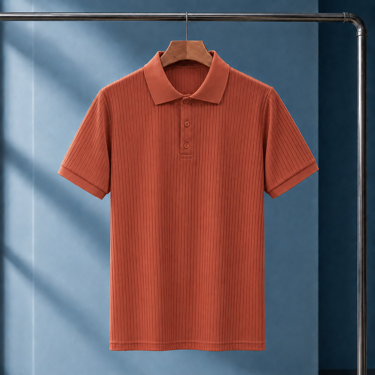 Francis Ribbed Polo - Red Orange