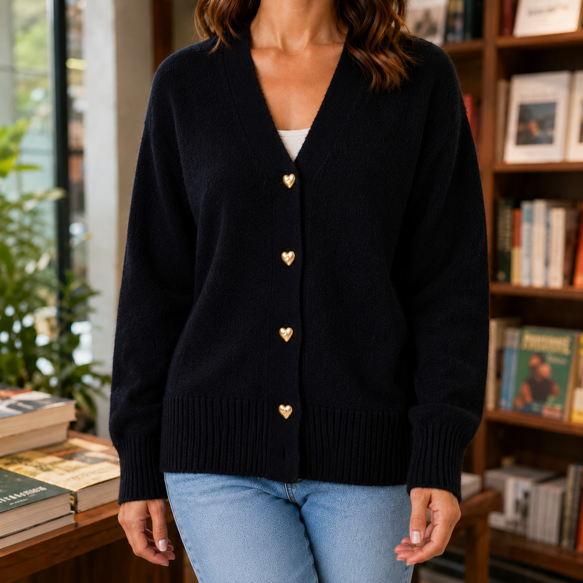 Giselle V-Neck Sweater - Black