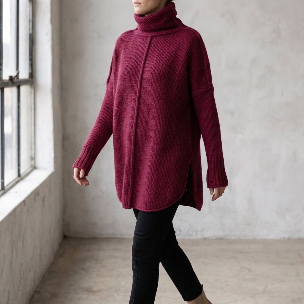 Giulia Turtleneck Sweater - Deep Red