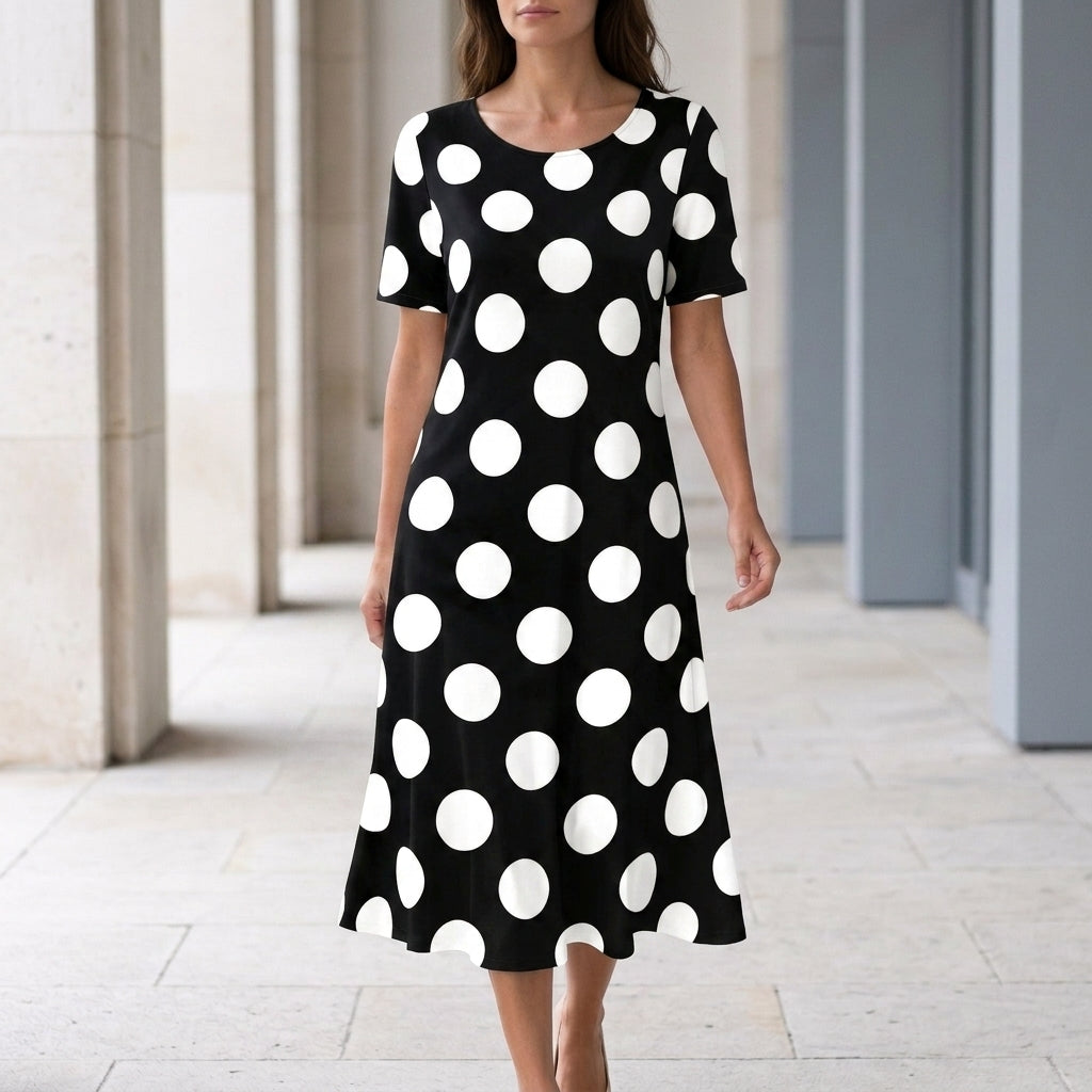 Willa Abstract Print Dress - Black