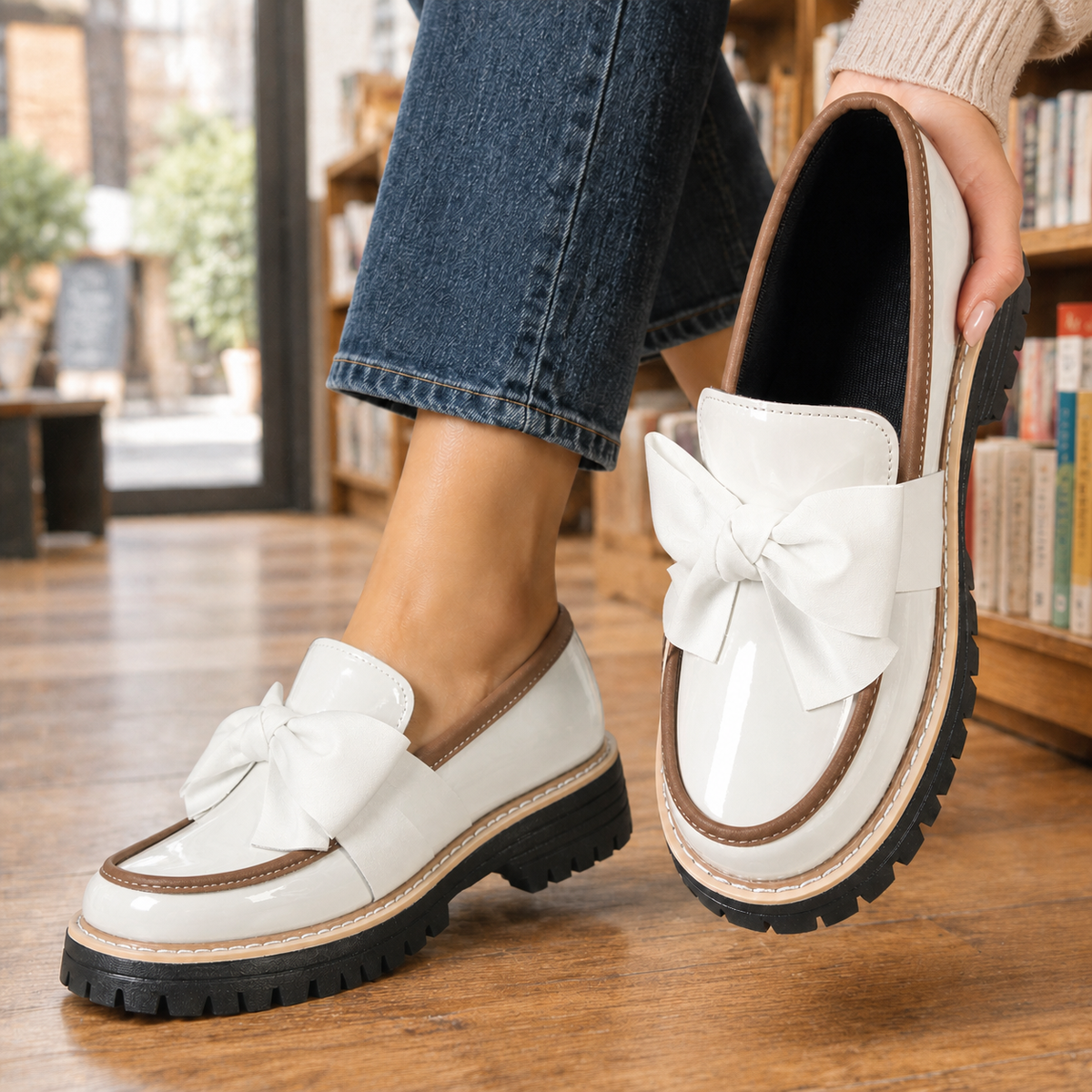 Corvino Bow Loafers - White