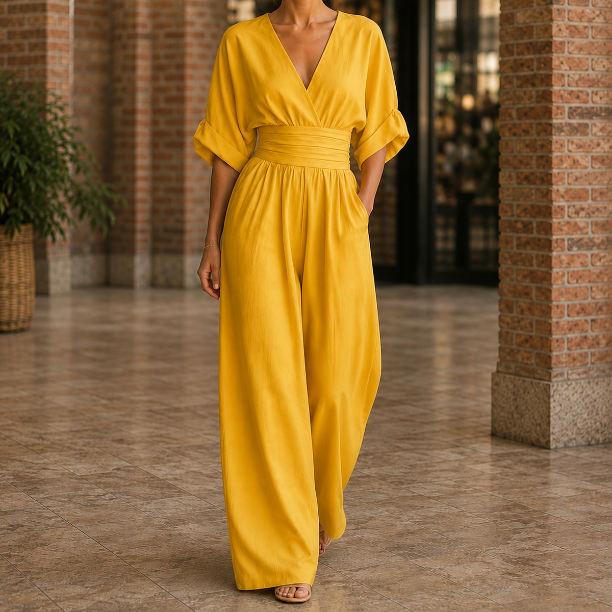 Maia Wide Leg Jumpsuit - Yellow