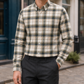 Cream And Olive Plaid
