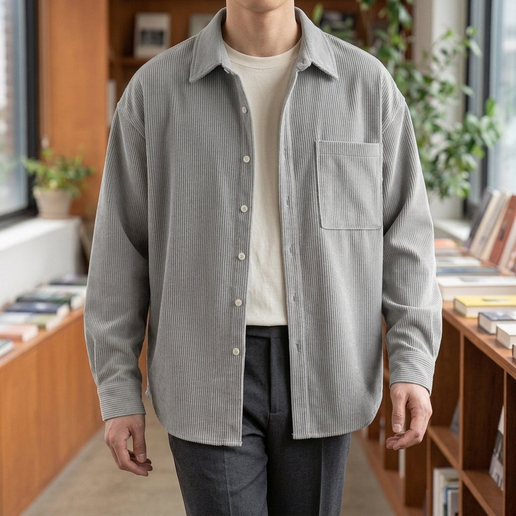Blake Corduroy Shirt - Light Gray