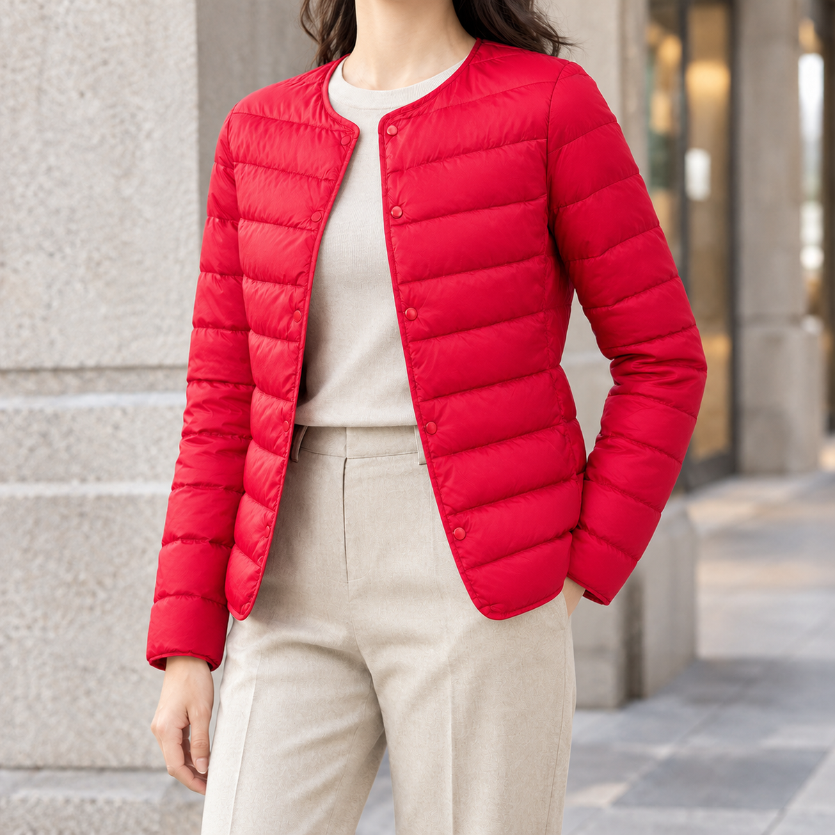 Arletta Quilted Jacket - Bright Red