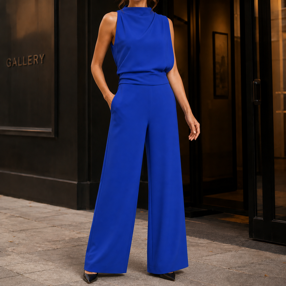 Dahlia-Louise Wide Leg Jumpsuit - Blue