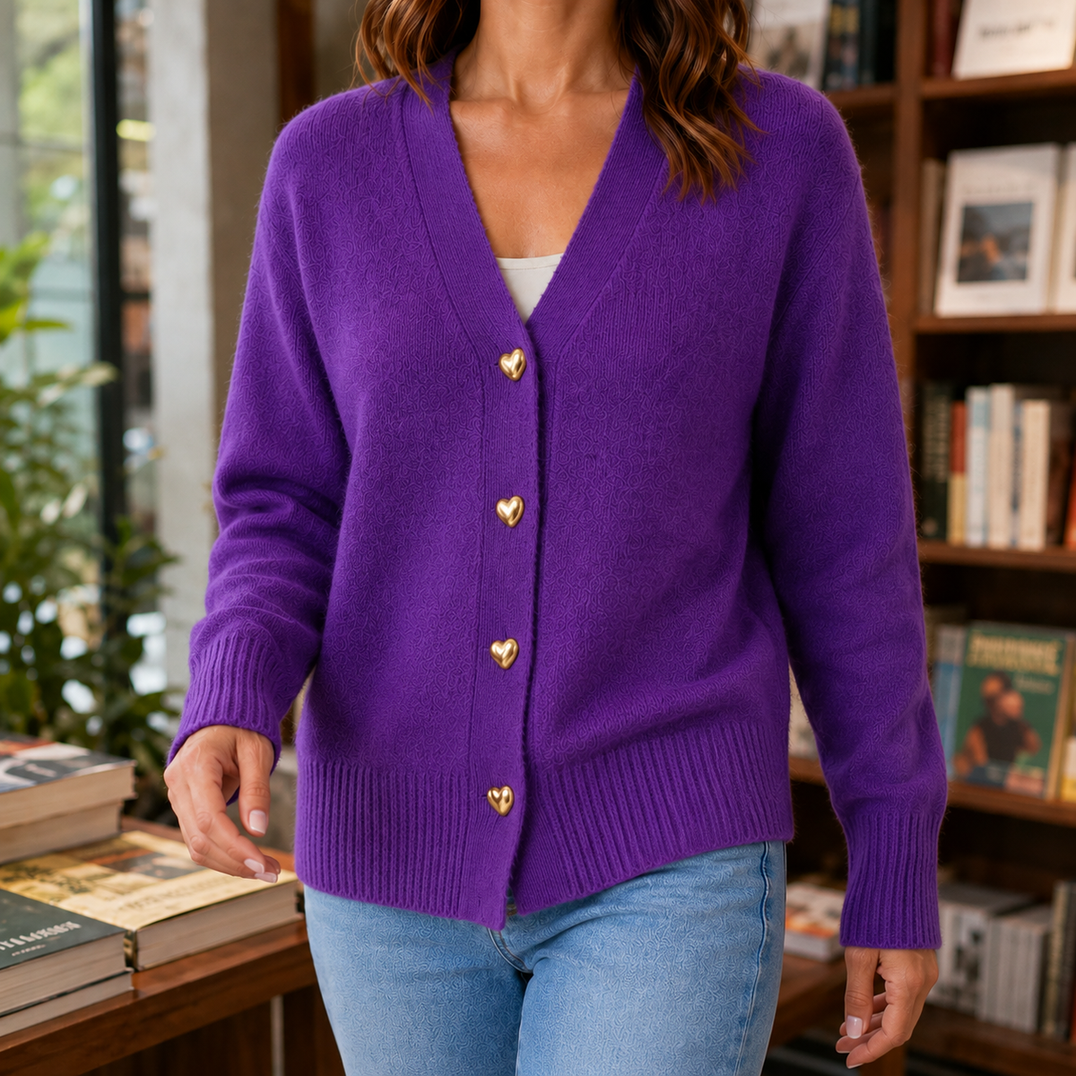 Giselle V-Neck Sweater - Purple