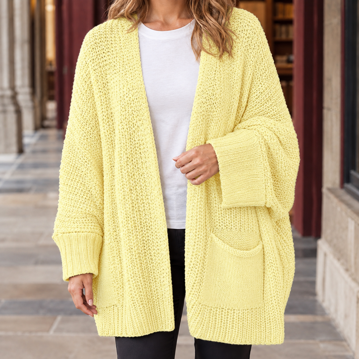 Letitia Open Knit Cardigan - Light Yellow