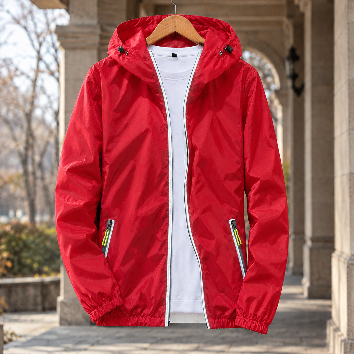 Odilon-Grey Reflective Zip Jacket - Reflective Red