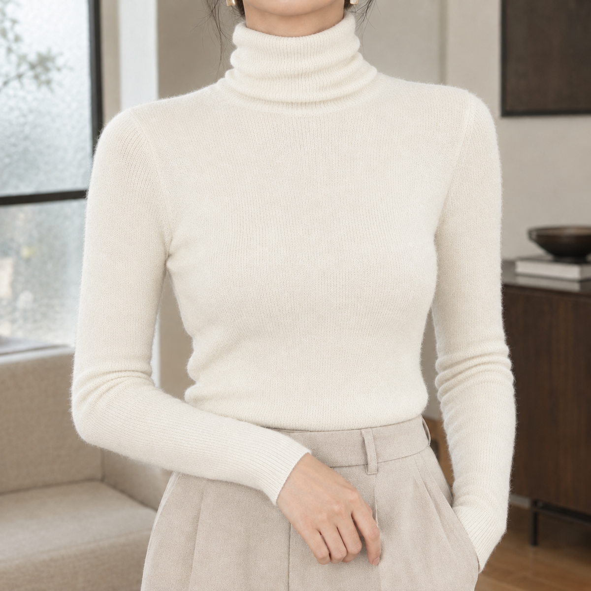 Gillian Slim Turtleneck - White