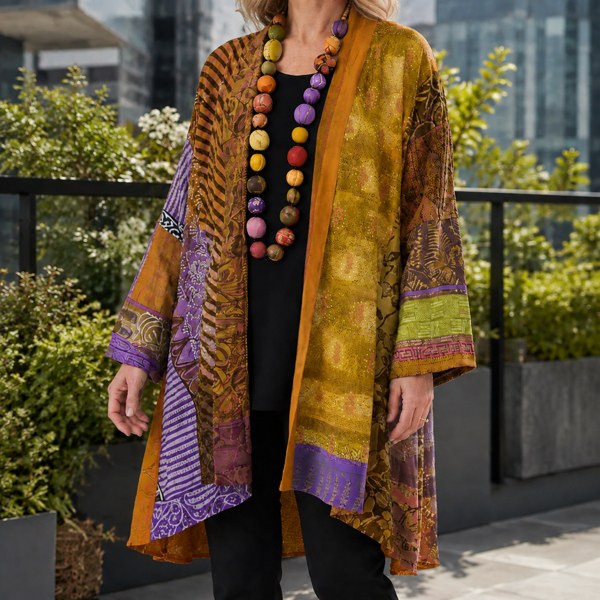 Honora Patchwork Cardigan - Yellow
