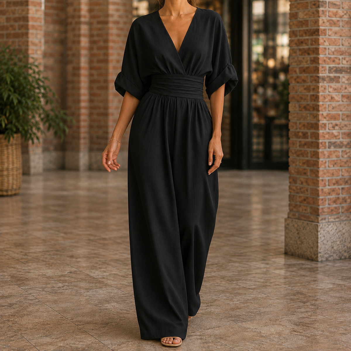 Maia Wide Leg Jumpsuit - Black