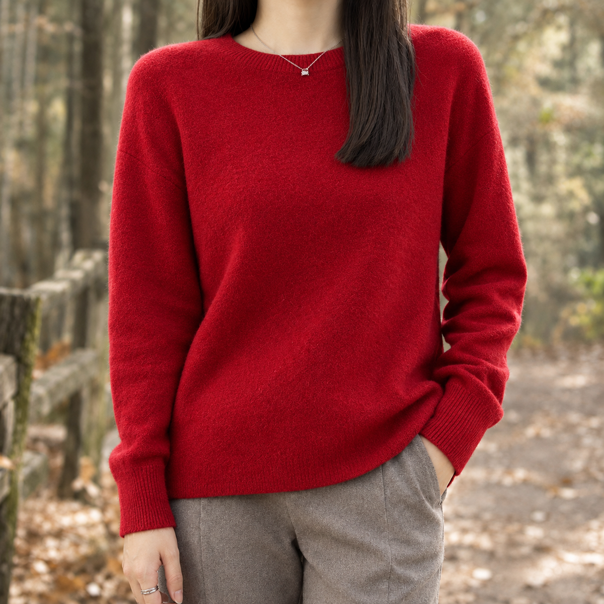 Annabel-Faye Crew Neck Sweater - Cherry Red