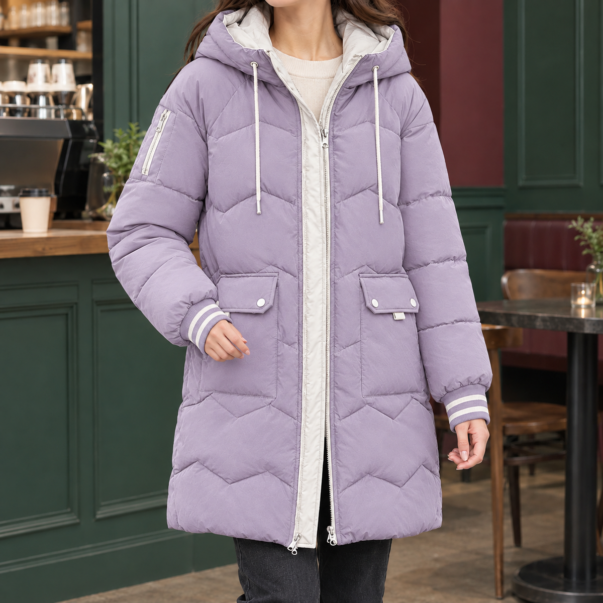 Armelle Hooded Puffer Coat - Purple