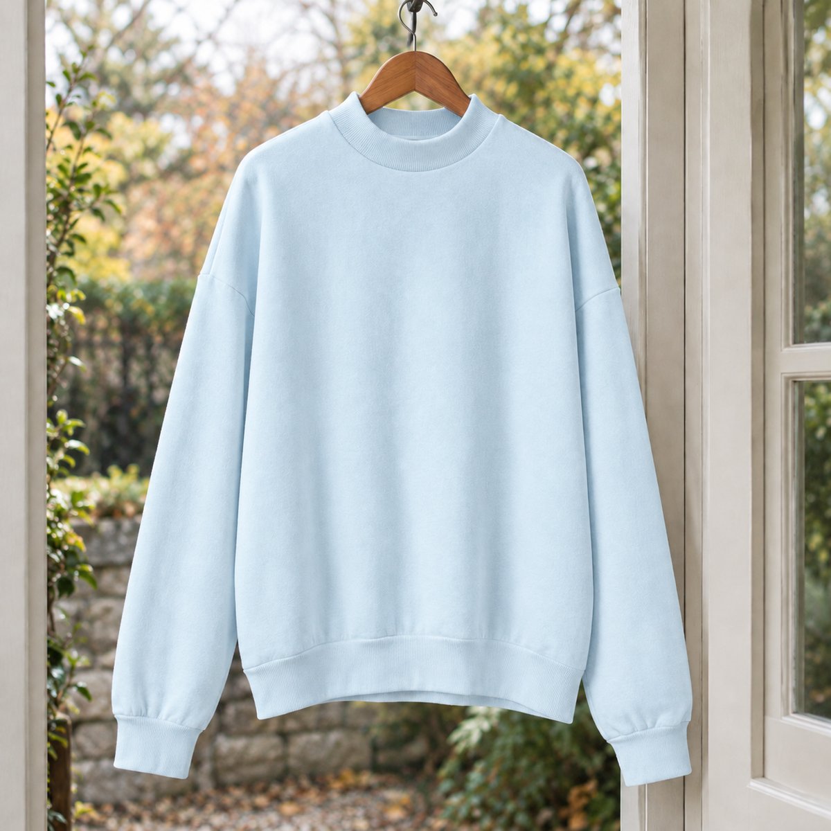 Philippa-Belle Mock Neck Sweater - Light Blue