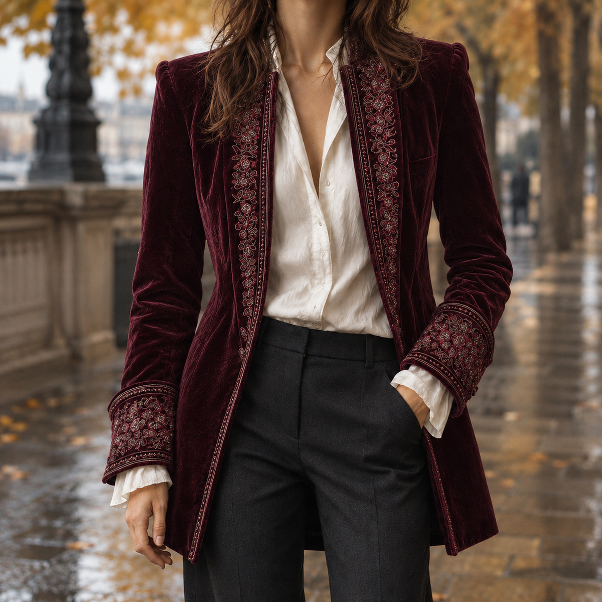 Harriet-Hope Embroidered Jacket - Purple Red
