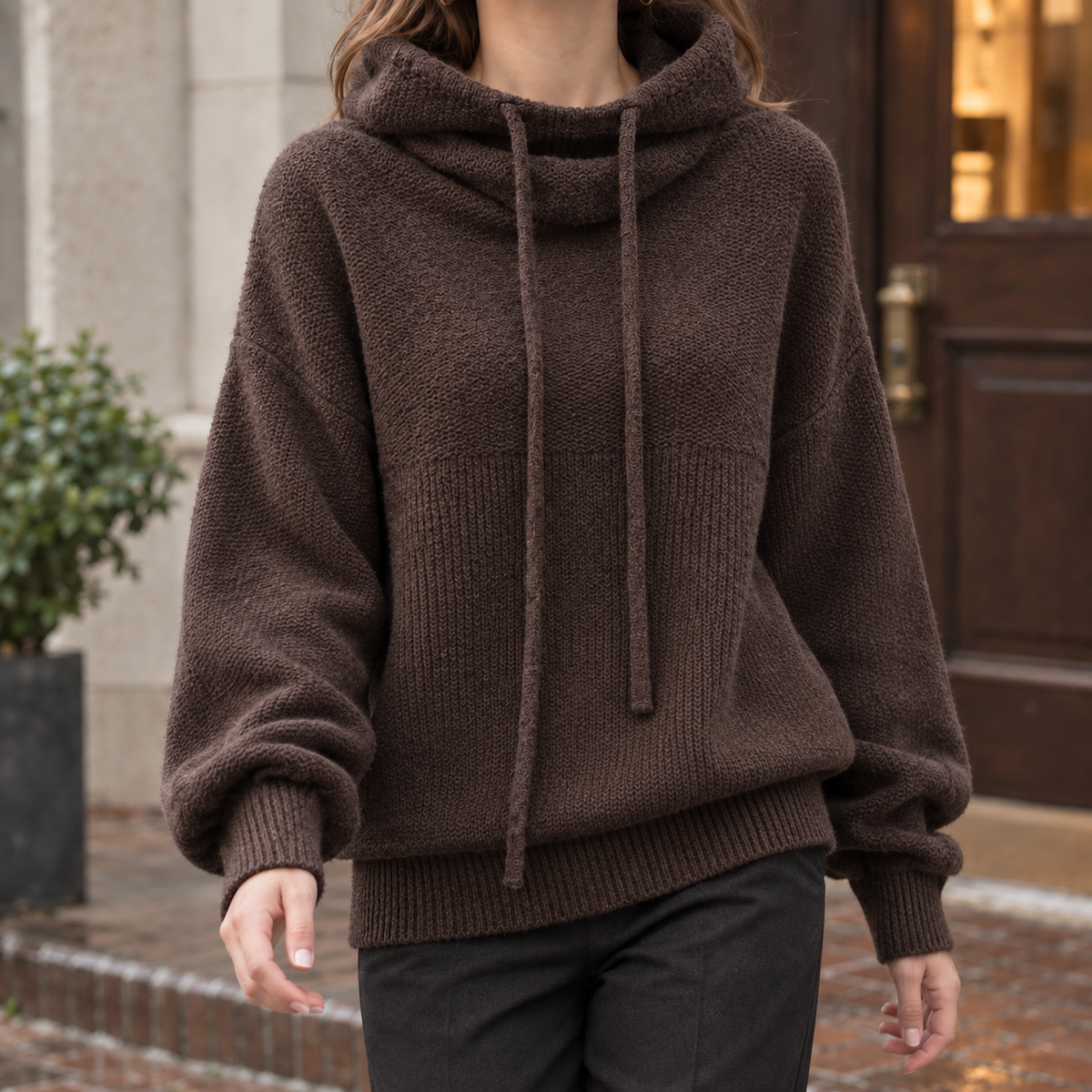 Etta Cowl Neck Sweater - Mocha