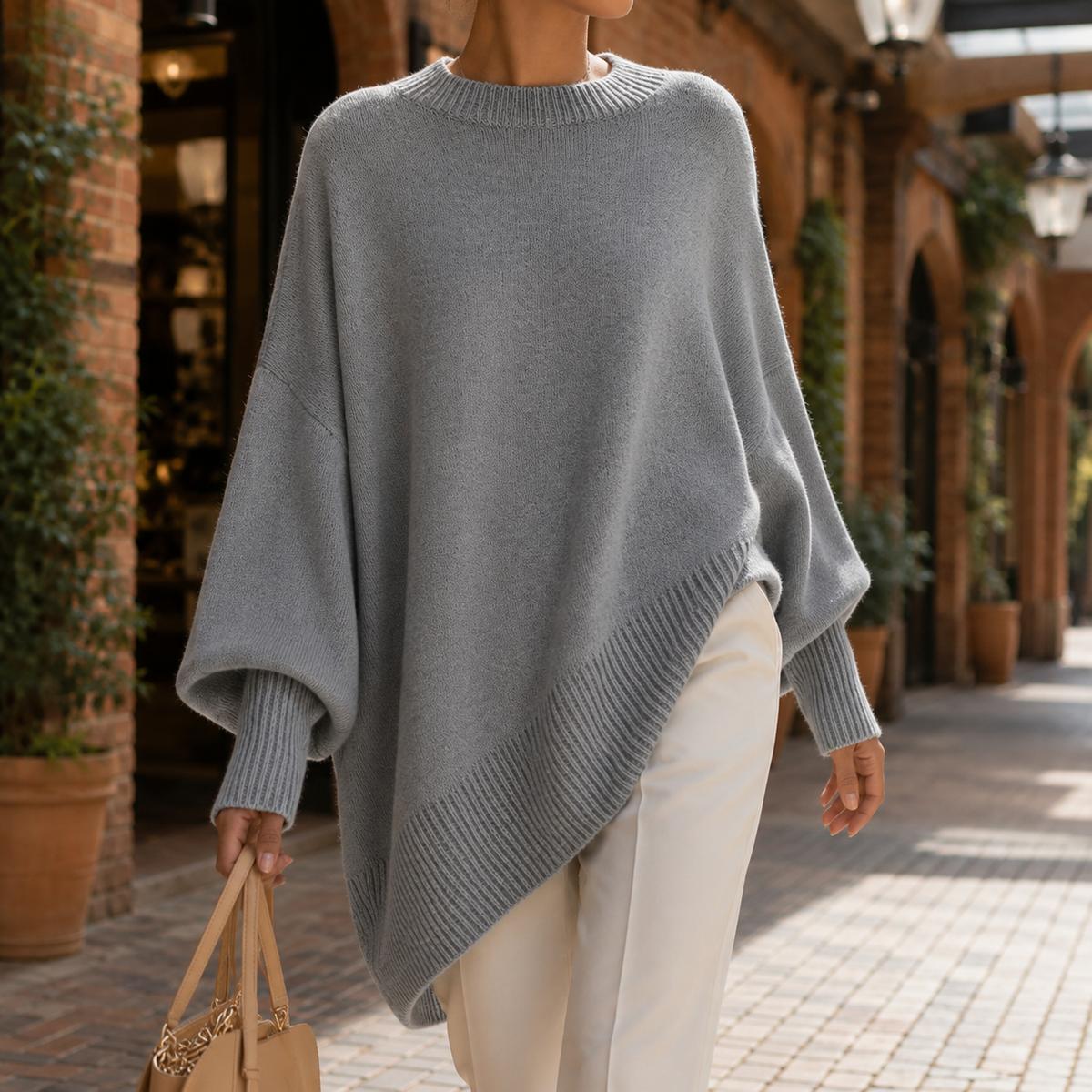 Liliana Poncho Sweater - Gray