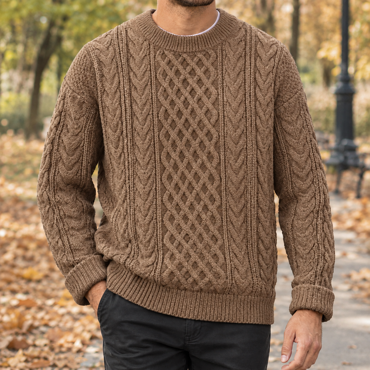 Finley Cable Knit Sweater - Brown