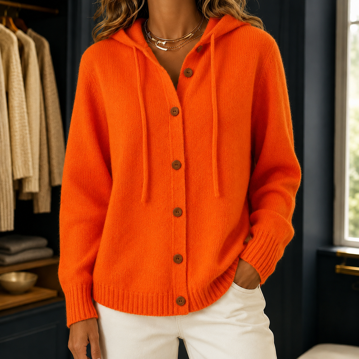 Desiree Hooded Cardigan - Red