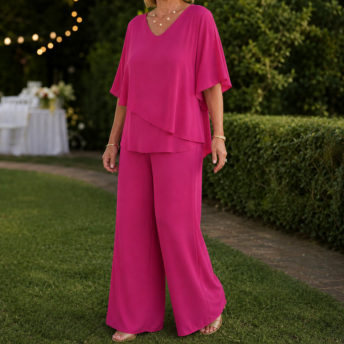 Elise Asymmetric Set - Dark Pink