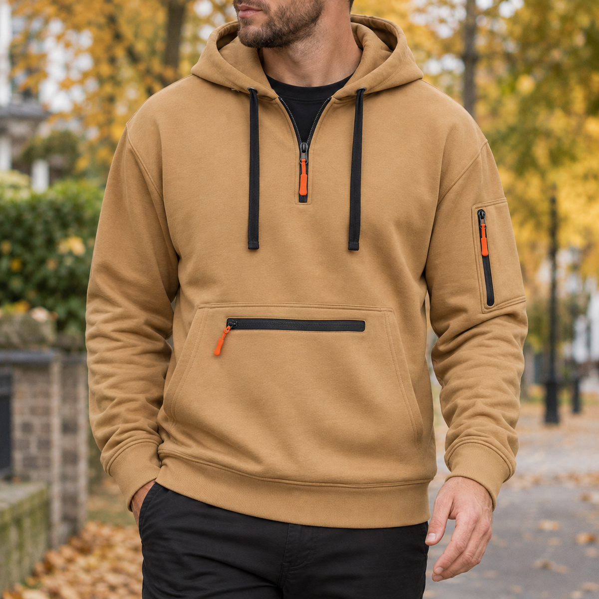 Timothy Quarter Zip Hoodie - Camel