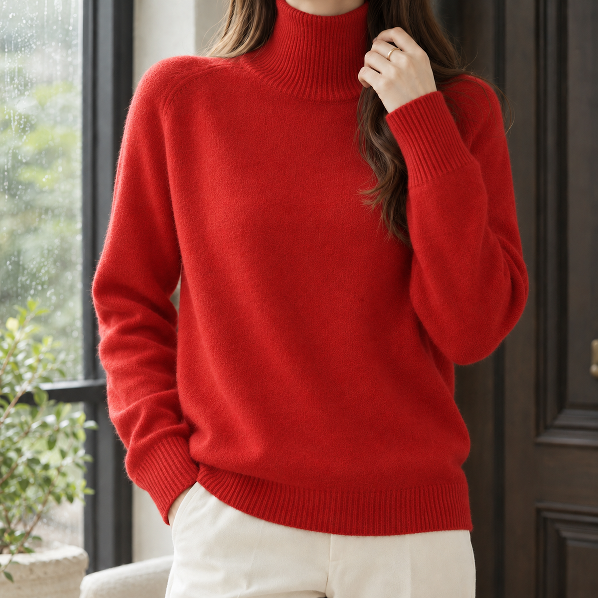 Halcyon Turtleneck Sweater - Red