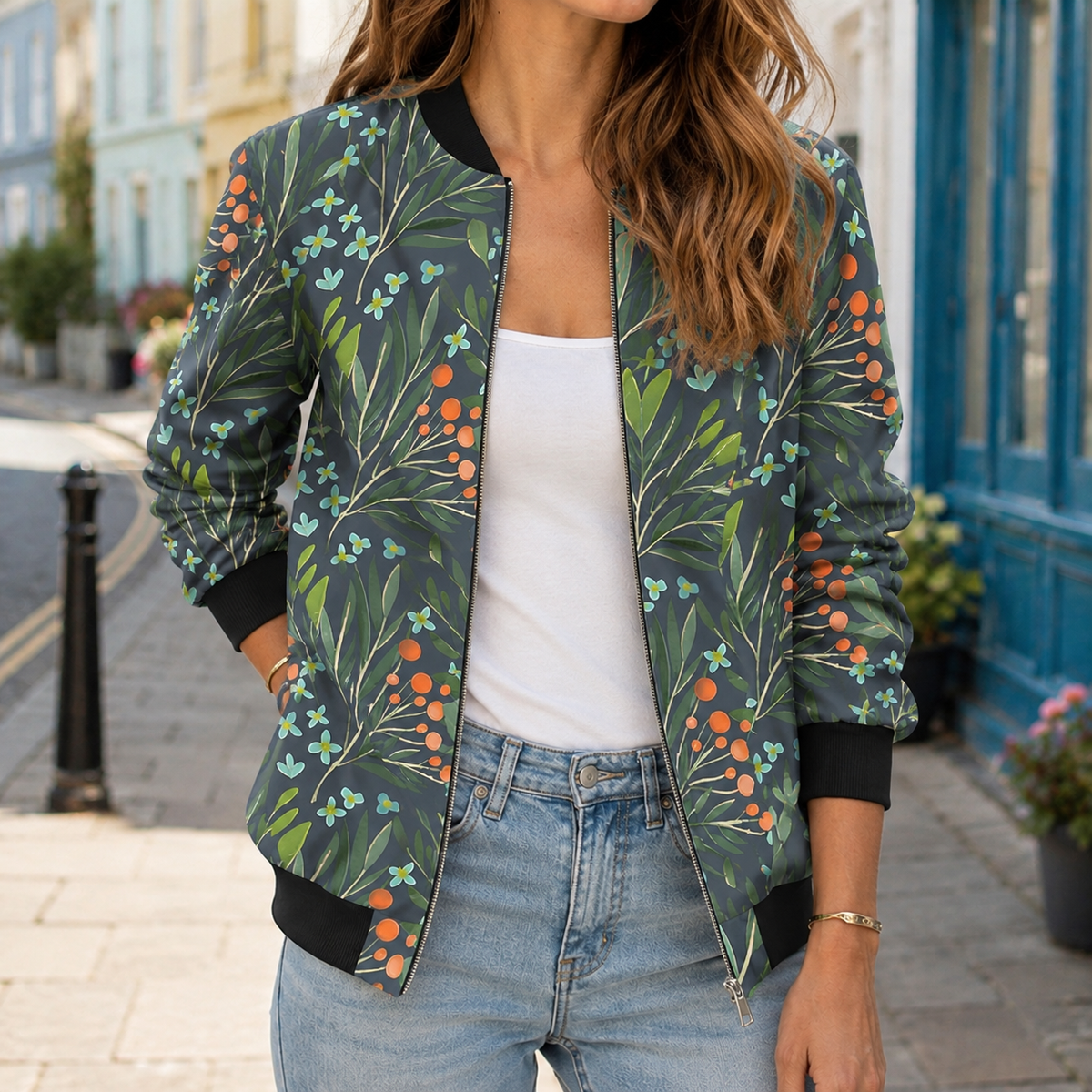 Fenna Printed Jacket - Dark Gray
