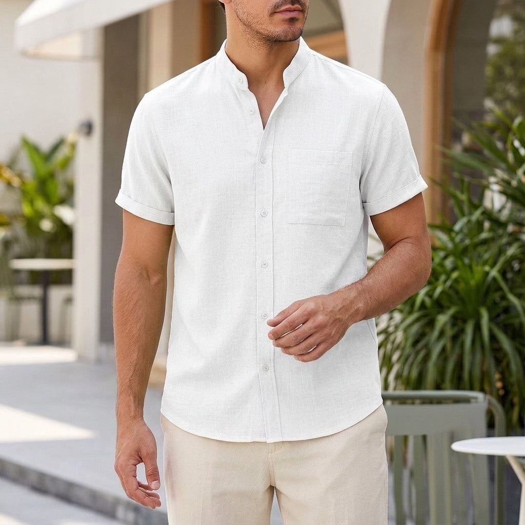 Hudson Mandarin Shirt - White