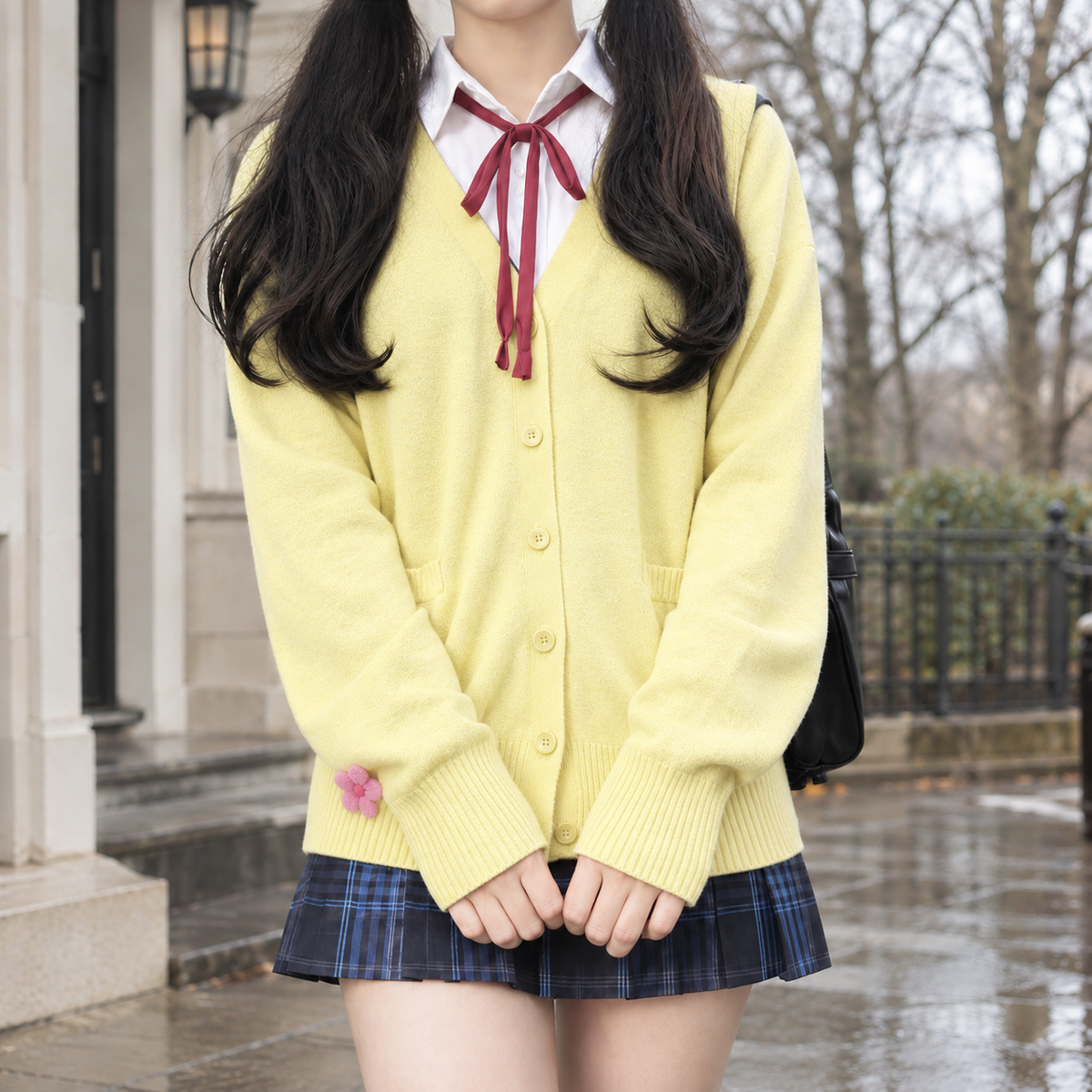 Ilaria-Lane V Neck Cardigan - Yellow