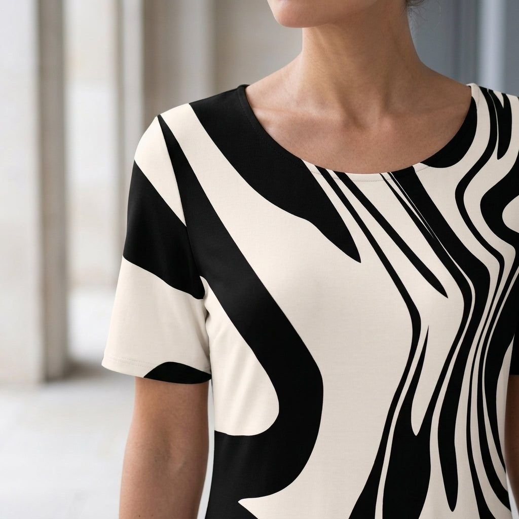 Willa Abstract Print Dress - Lead Product Detail