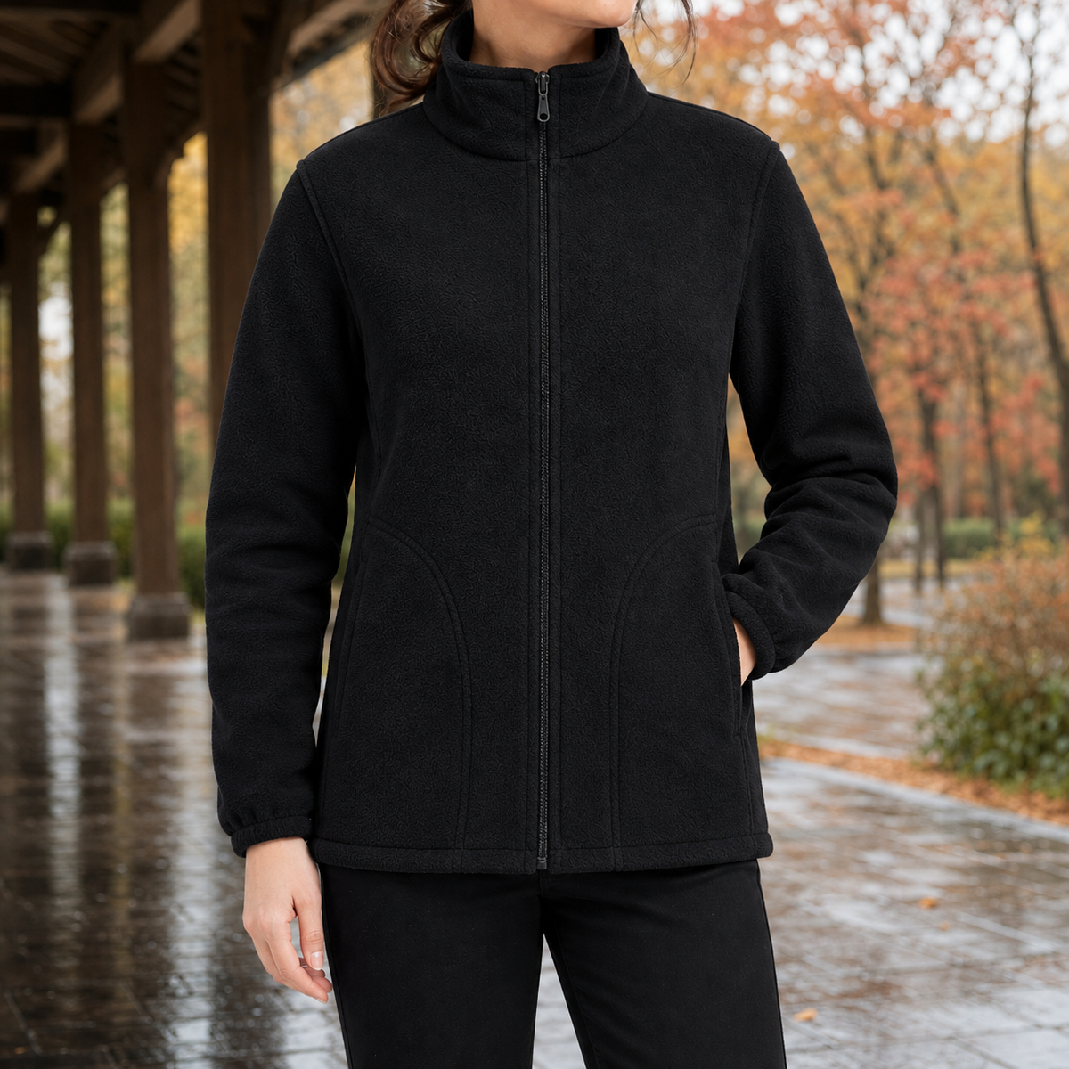 Evelina-Skye Fleece Jacket - Black
