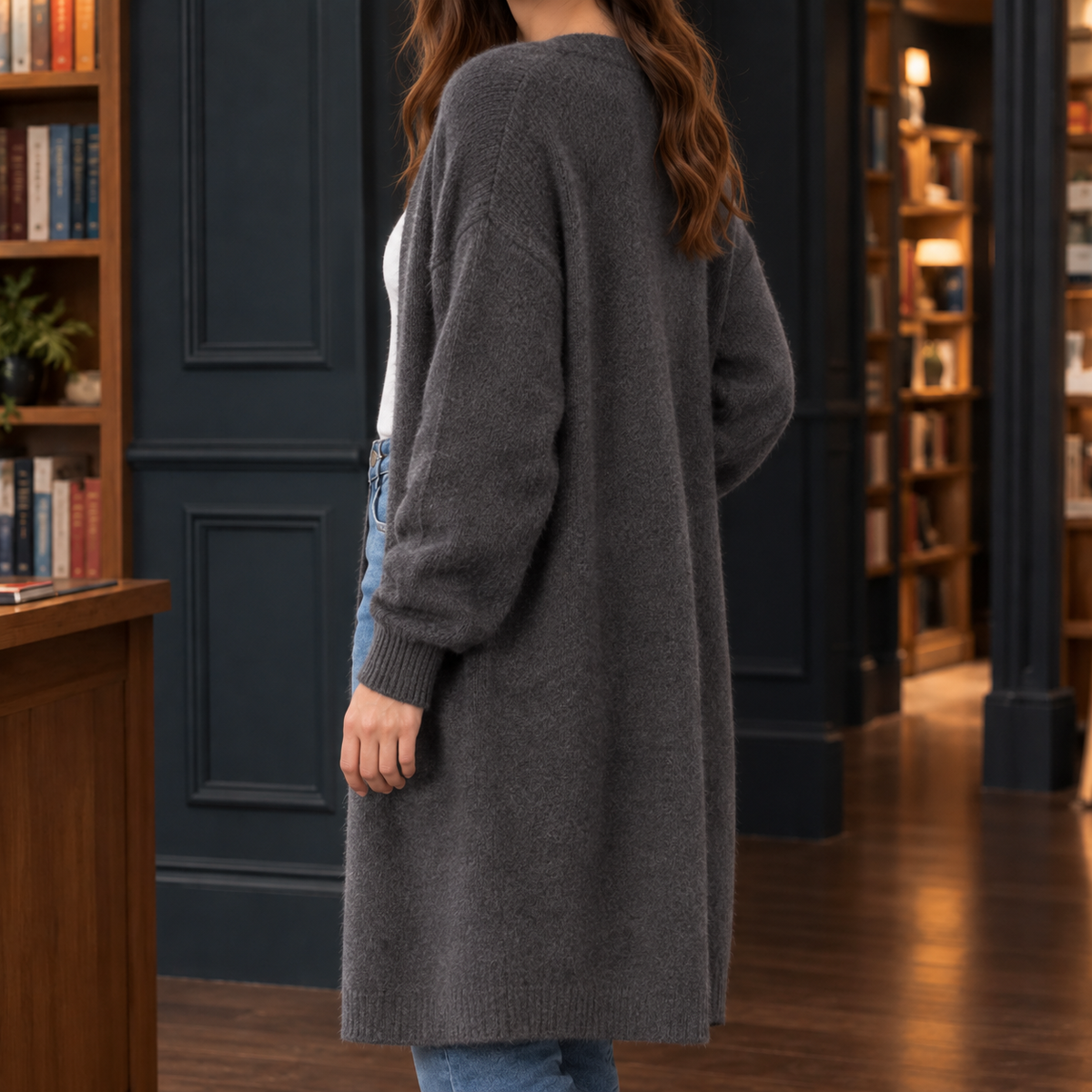 Natalie Longline Cardigan - Dark Gray