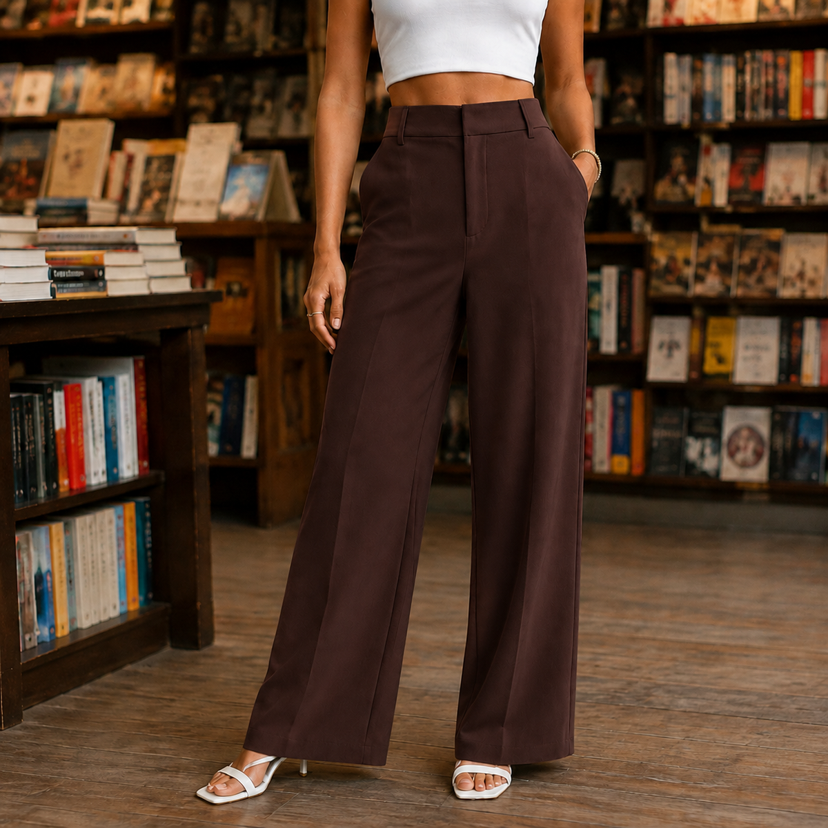 Rosalie-Faye Wide Leg Pants - Brown