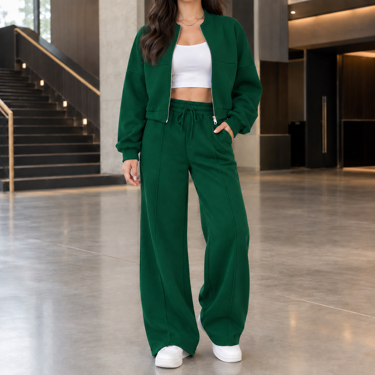 Bronwen-Marie Wide Leg Set - Dark Green