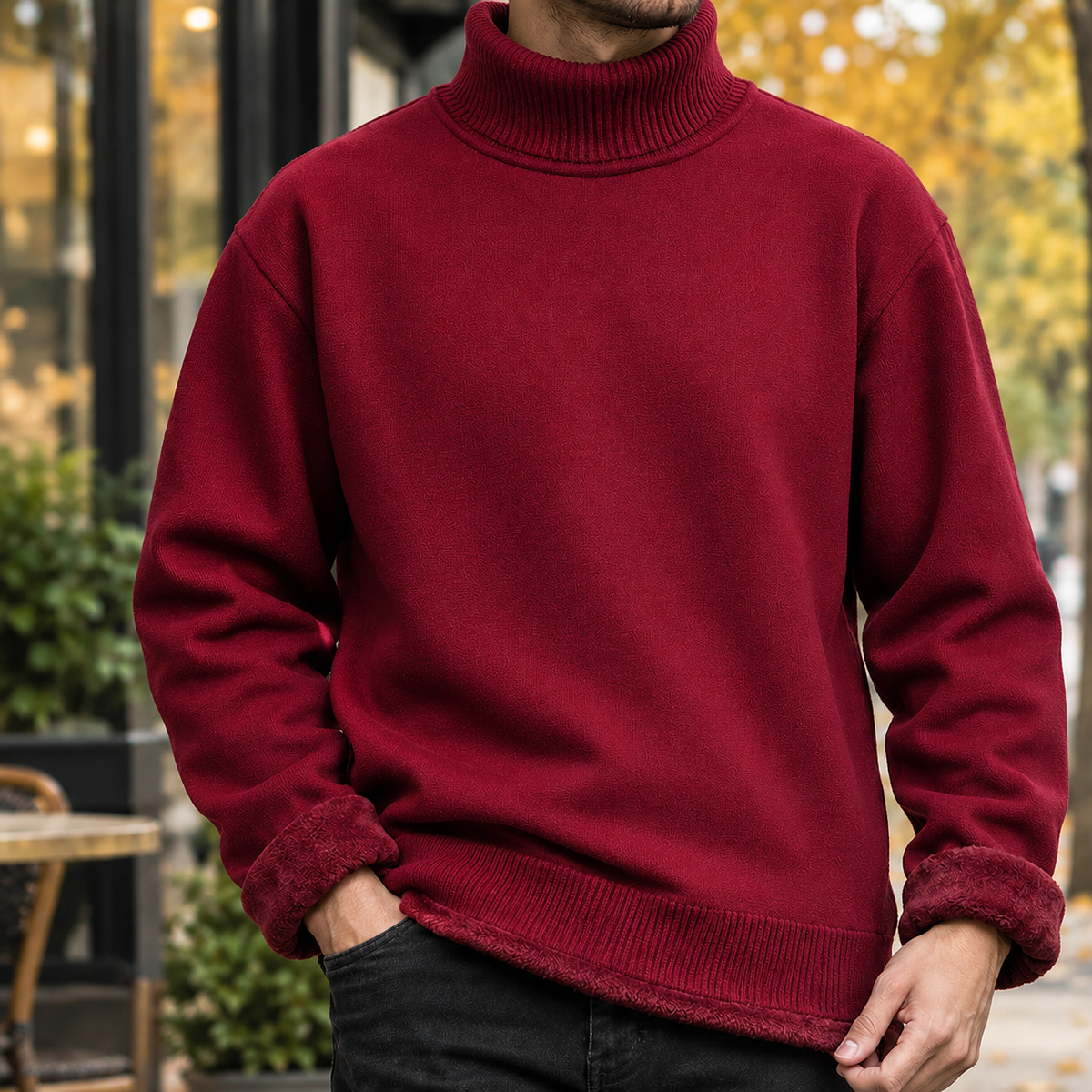 Andrew High Neck Sweater - Wine Red