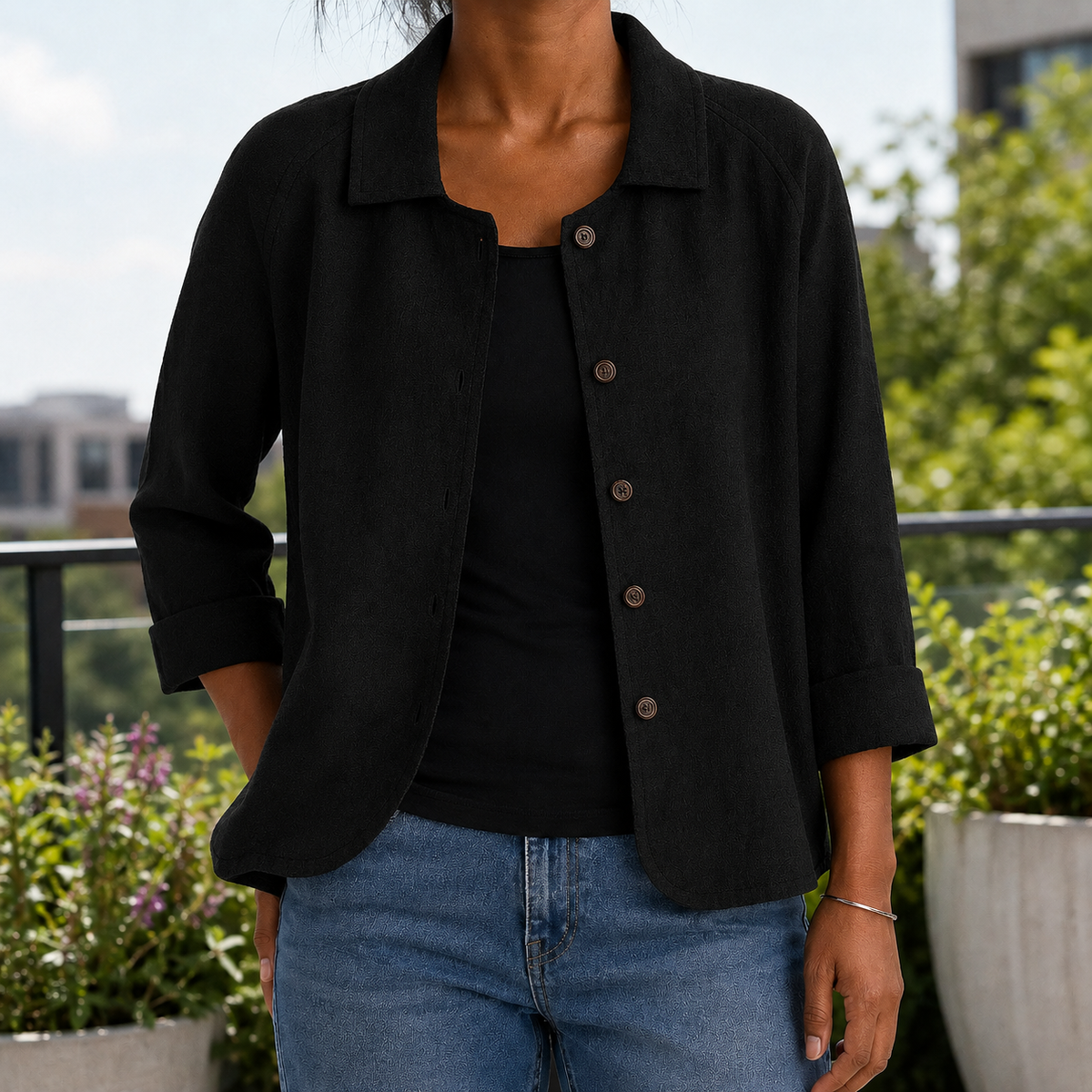 Soraya-Lane Collared Cardigan - Black