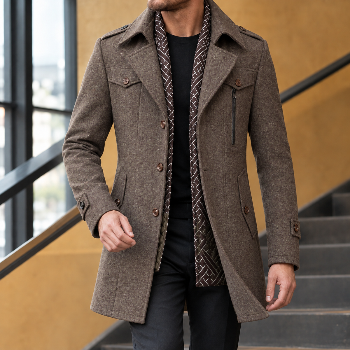 Gustav Wool Coat - Brown