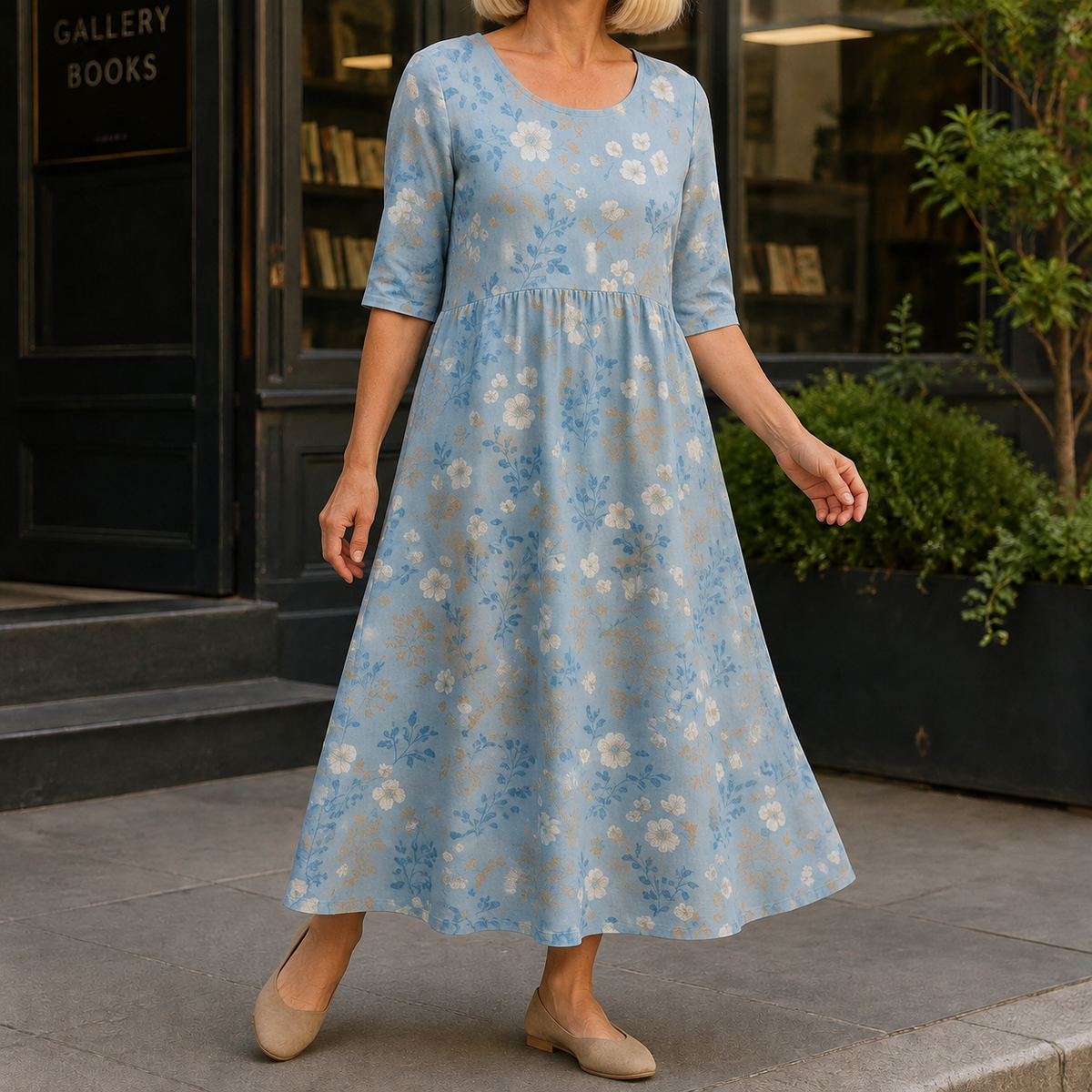 Seraphina Empire Midi Dress - Light Blue