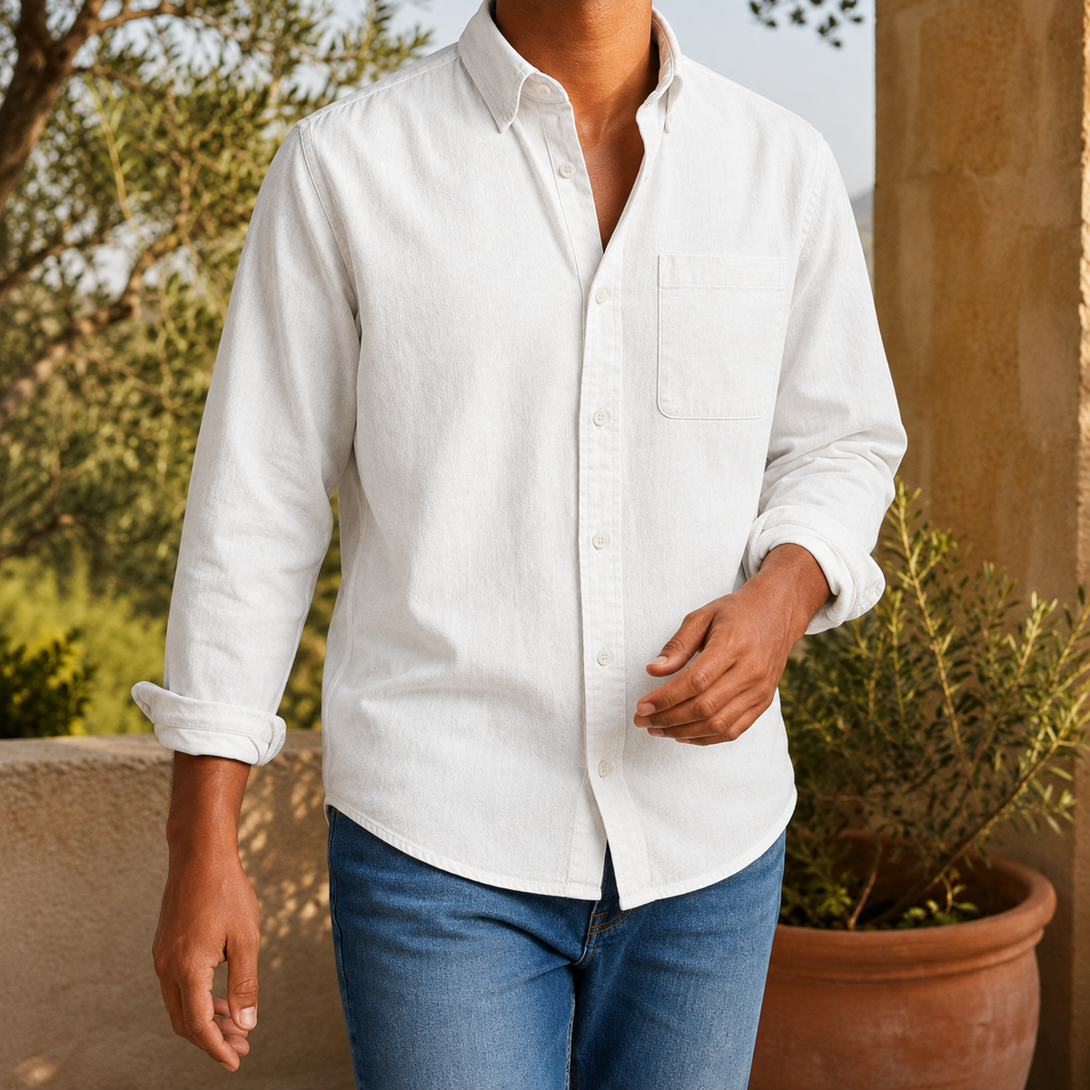 Caleb Chambray Shirt - White