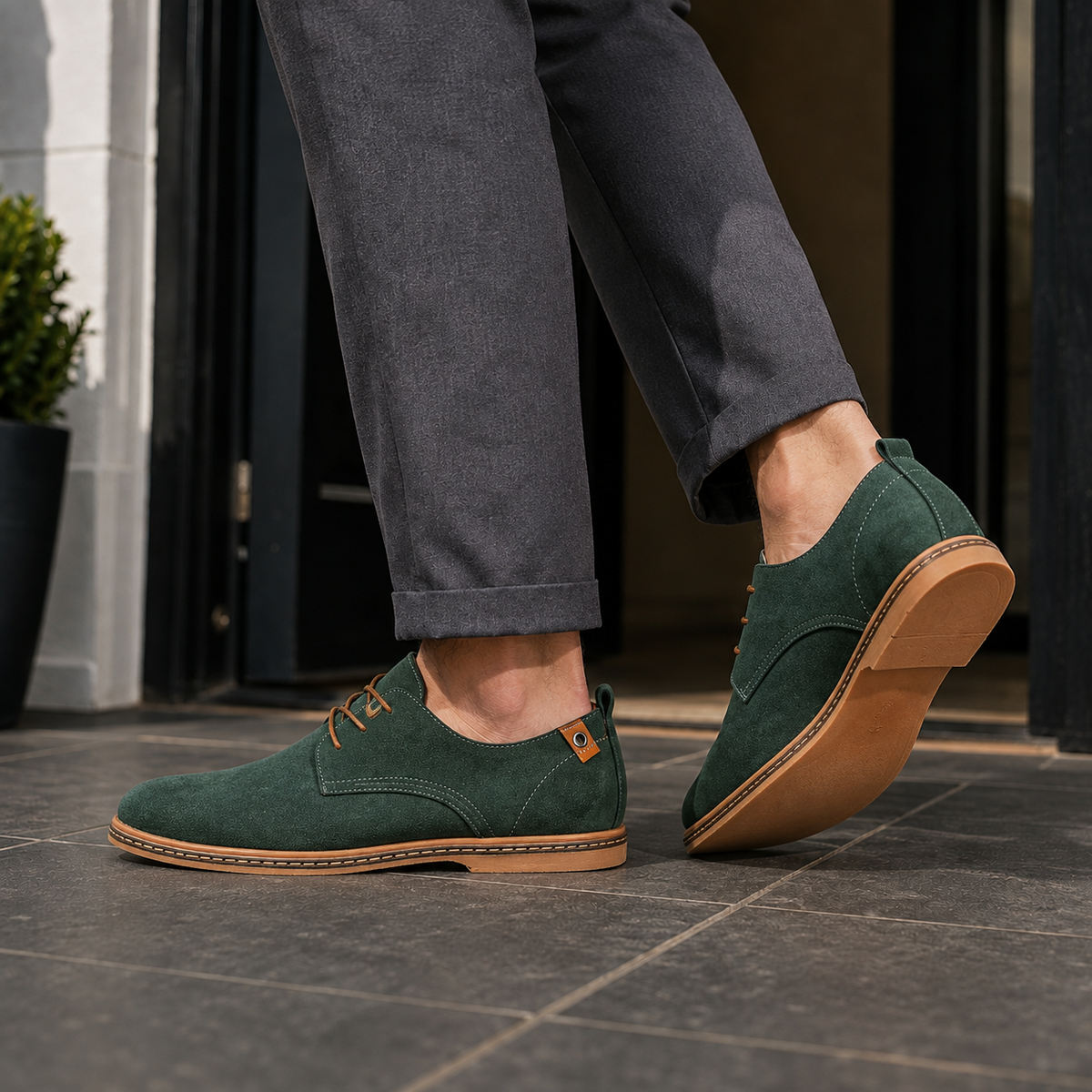 Vittorio Suede Derby Shoes - Green