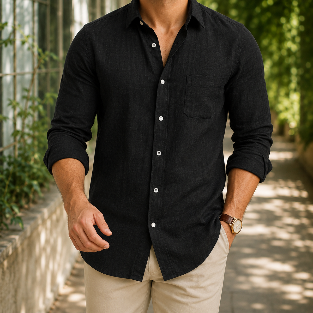 Benedict Linen Shirt - Black