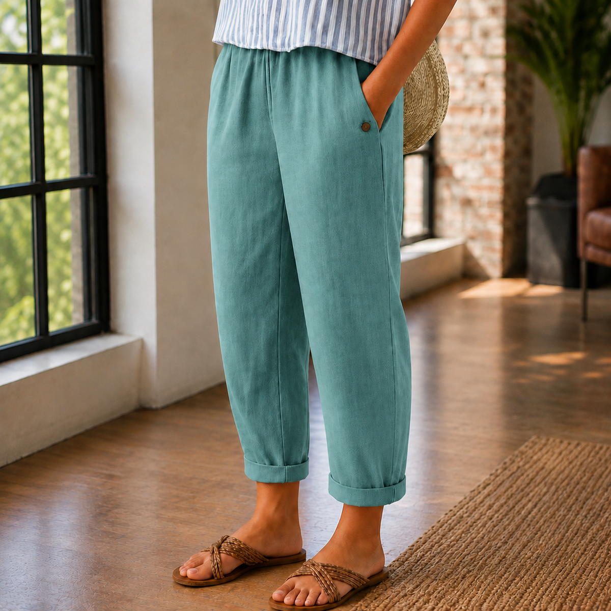 Brigitte Relaxed Pants - Turquoise