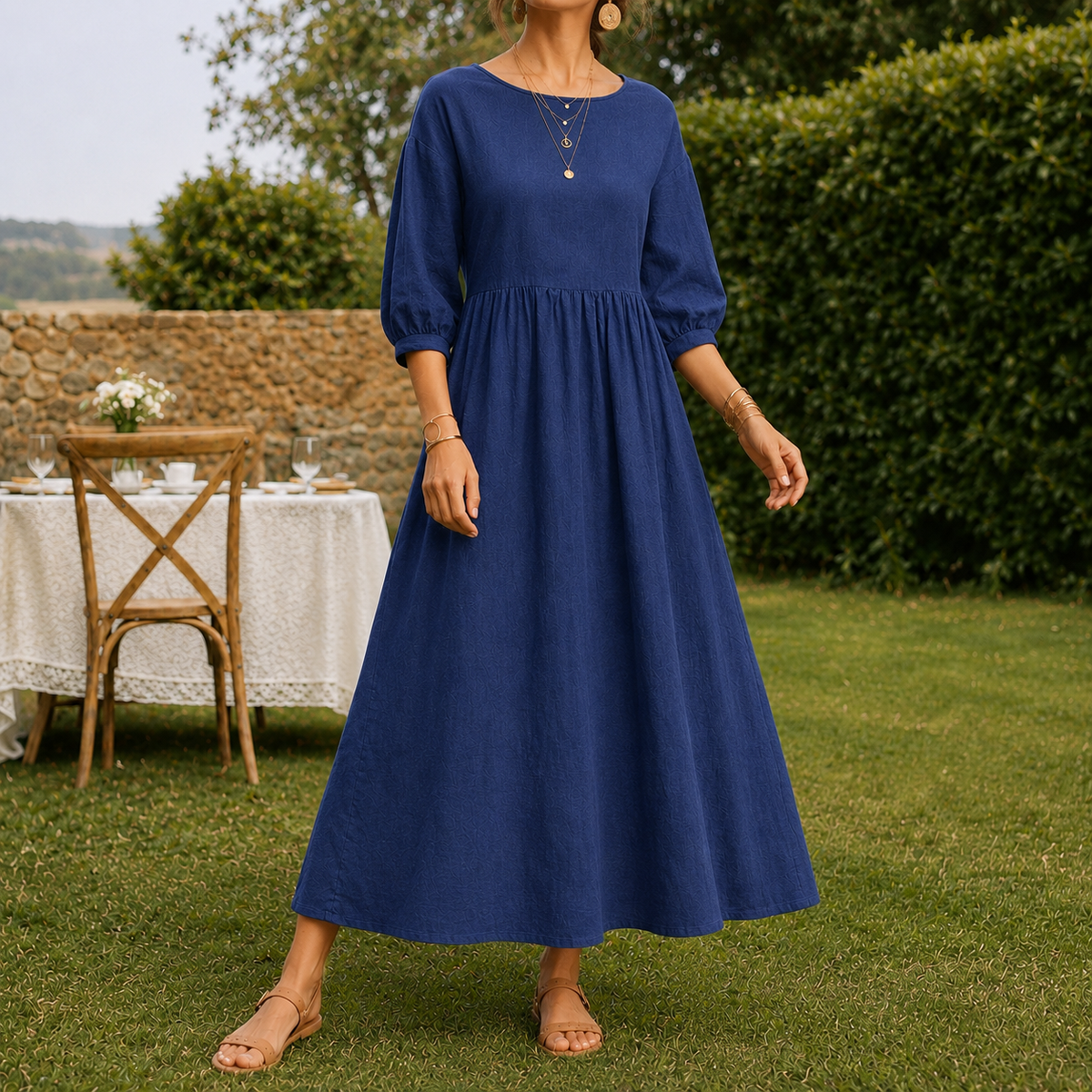 Cosima Smock Dress - Blue