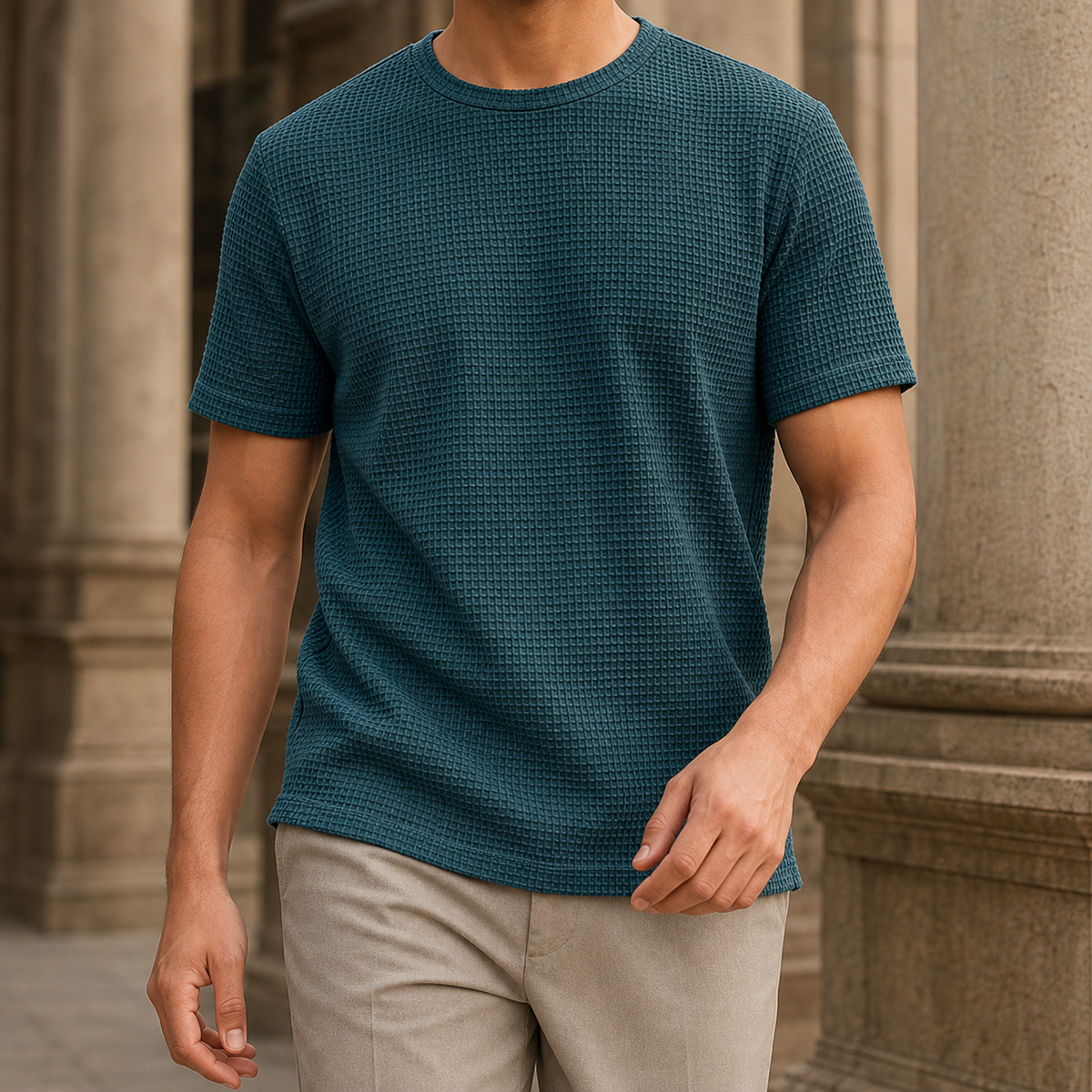 Caleb Textured T-Shirt - Dunkelgrün