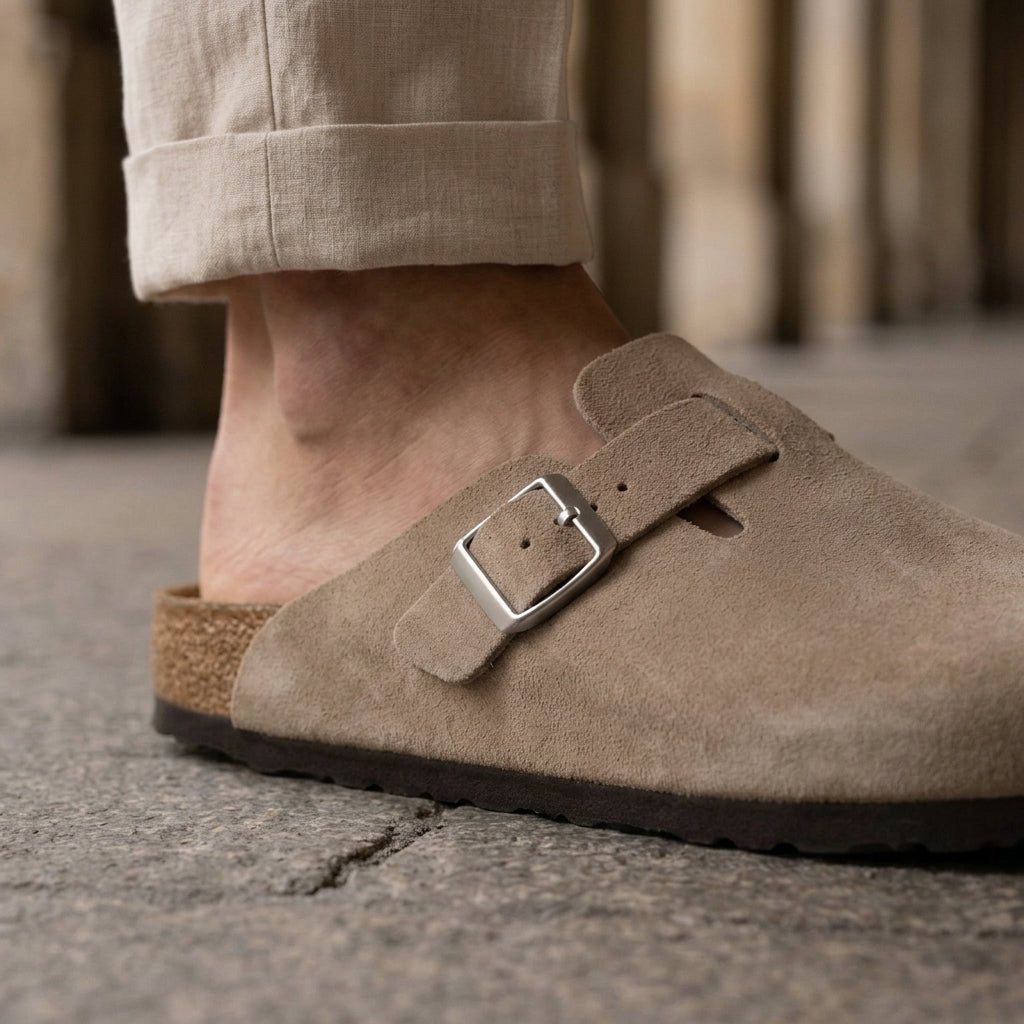 Dario Suede Buckle Mules - Lead Product Detail